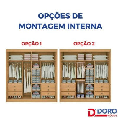 Roupeiro Titanium Branco 2 Portas C/ 1 Espelho Detalhe Ripado 100% MDF Larg. 2.20m - D Doro