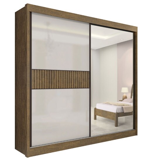 Guarda-roupa Casal 2,20m Titanium Yp�/Off Ripado 2 Portas 6 Gavetas 100% MDF - D Doro