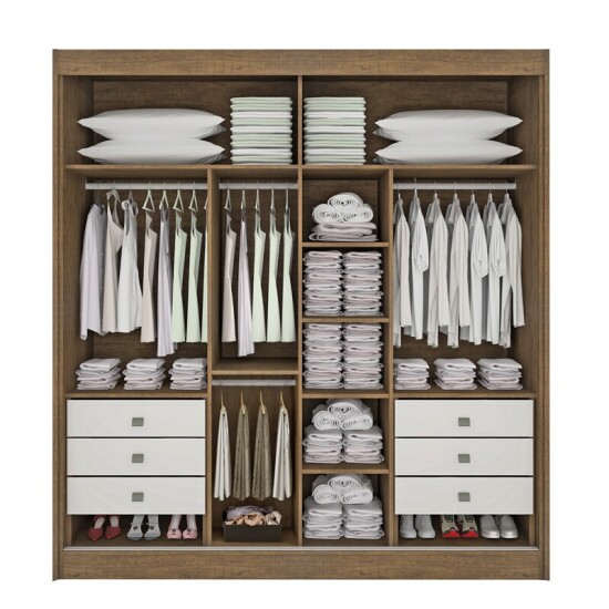 Guarda-roupa Casal 2,20m Titanium Yp�/Off Ripado 2 Portas 6 Gavetas 100% MDF - D Doro