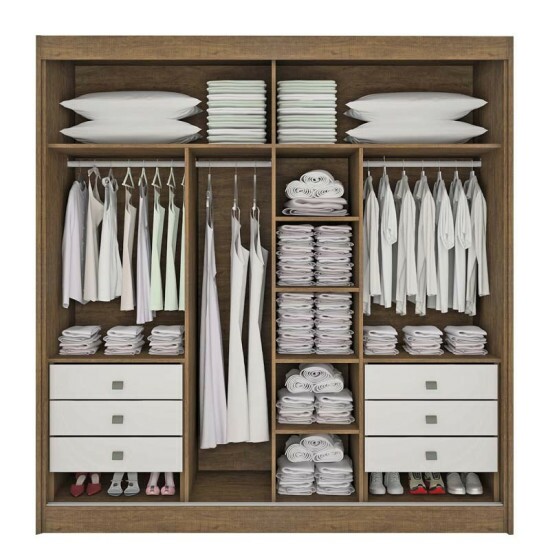 Guarda-roupa Casal 2,20m Titanium Yp�/Off Ripado 2 Portas 6 Gavetas 100% MDF - D Doro