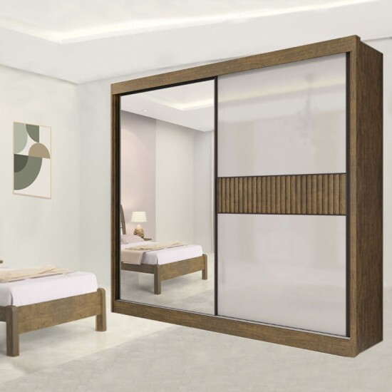 Guarda-roupa Casal 2,20m Titanium Yp�/Off Ripado 2 Portas 6 Gavetas 100% MDF - D Doro