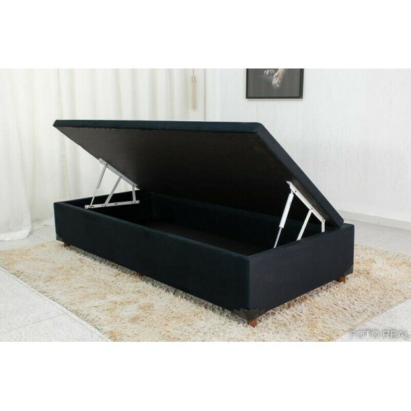 Base Box Ba Solteiro Prime 88x188x38 Sued Preto SE