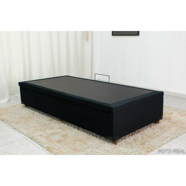 Base Box Ba Solteiro Prime 88x188x38 Sued Preto SE