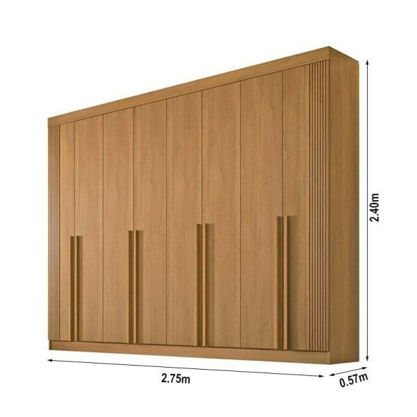 Guarda-Roupa Casal Daymond 8 Portas Ripado MDF Cinamomo D Doro