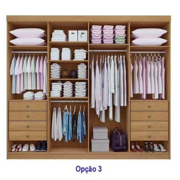 Roupeiro Casal Daymond Cinamomo/Off 8 Portas 8 Gavetas Detalhe Ripado 100% MDF Larg. 2.75m - D\\\' Doro