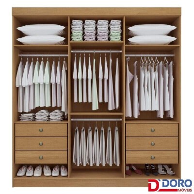 Guarda-roupa Casal Colibri Cinamomo/Off 6 Portas 6 Gavetas Larg. 2.05m - D' Doro