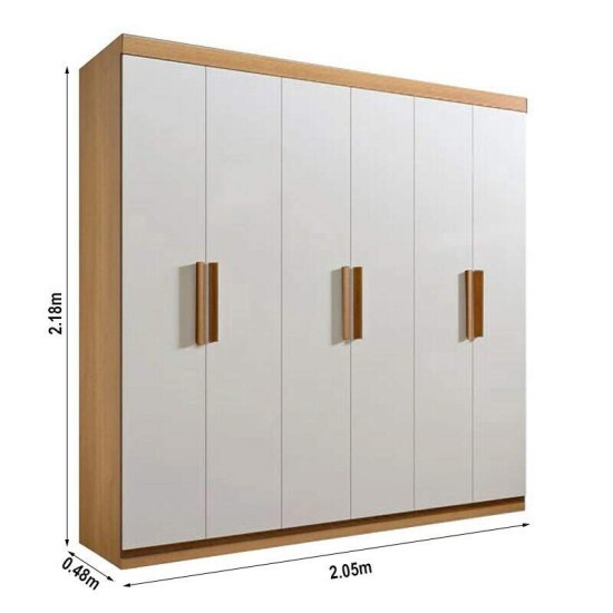 Guarda-roupa Casal Colibri Cinamomo/Off 6 Portas 6 Gavetas Larg. 2.05m - D\\\' Doro