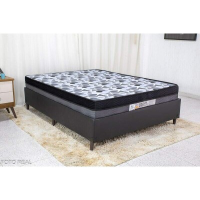 Box Casal Zeus Korino Preto SE + Colcho Casal Ortopdico EPS D33 Iso Dupla Face 138x188x58 Ortobom