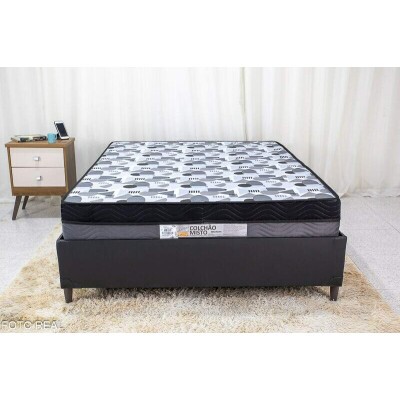 Box Casal Zeus Korino Preto SE + Colcho Casal Ortopdico EPS D33 Iso Dupla Face 138x188x58 Ortobom
