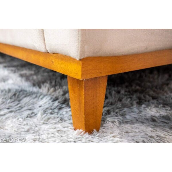 Sof 3 Lug. Milo C/Chaise Lado Direito Veludo Bege 818 Larg. 2.30m - Molas Ensacadas