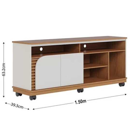 Rack Bancada 1,50m Jurer� Freij�/Off White Matte para TV at� 65\" - Colibri