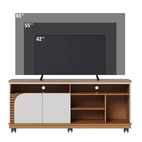 Rack Bancada 1,50m Jurer� Freij�/Off White Matte para TV at� 65\" - Colibri