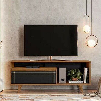 Rack Bancada NT 1315 Larg. 1.63m Freij�/Preto para TV at� 60