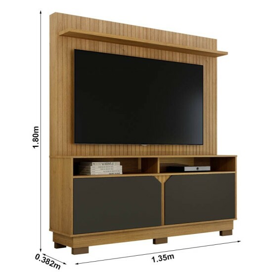 Home Berlim Cinamomo/Grafite Painel Fresado TV at� 55 Polegadas Larg. 1.35m - Valdemoveis