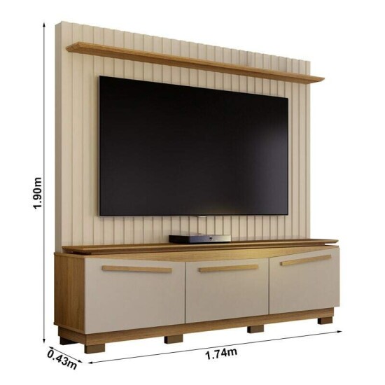 Home Montreal Larg. 1.74m Off/Cinamomo Painel Ripado para TV at� 75\\\" - Valdemoveis
