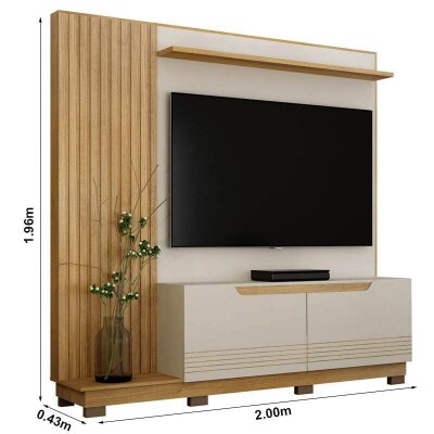 Home Santiago Off/Cinamomo Ripado TV at 80 Polegadas Larg. 2.00m - Valdemoveis