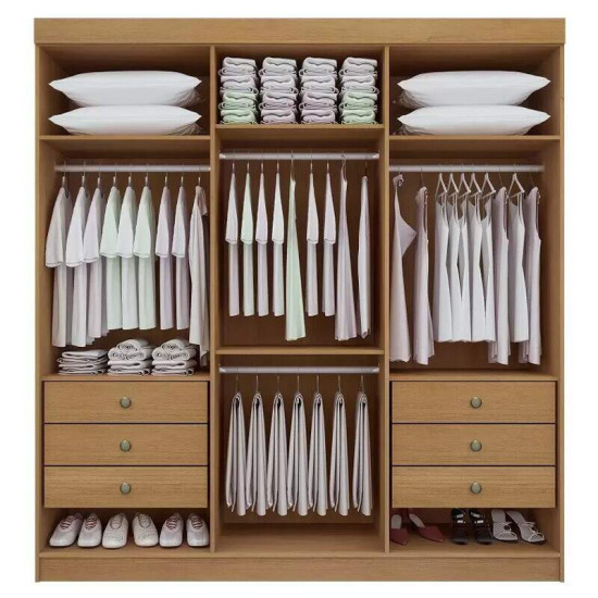 Guarda-roupa Casal 2,05m Colibri Cinamomo 6 Portas 6 Gavetas - D Doro