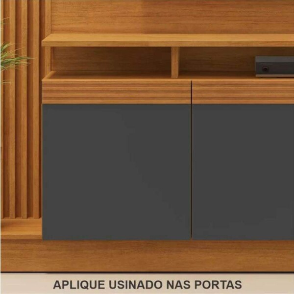 Home Absoluto Cinamomo/Grafite Ripado C/ Led TV at 65 Polegadas Larg. 2.00m - JCM