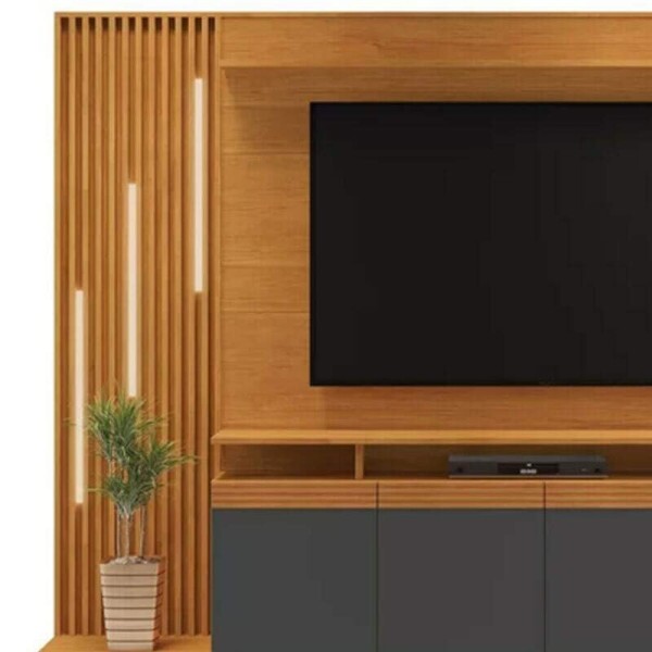 Home Absoluto Cinamomo/Grafite Ripado C/ Led TV at 65 Polegadas Larg. 2.00m - JCM