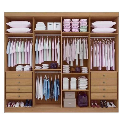 Roupeiro Casal Daymond Cinamomo 8 Portas 8 Gavetas 100% MDF Larg. 2.75m - D Doro
