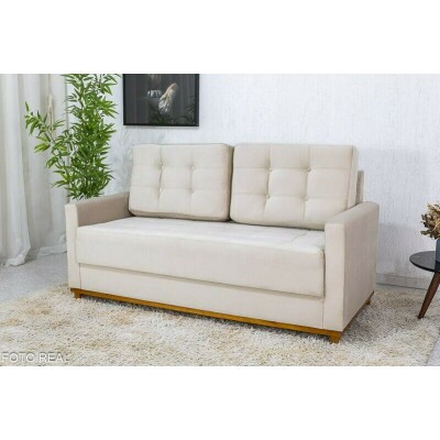 Sof� 3 lugares Living �ustria Veludo Bege A32 Larg. 1.70m