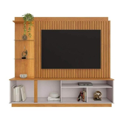 Home Amparo Larg. 1.82m Cinamomo/Off Ripado C/ Led para TV at� 60