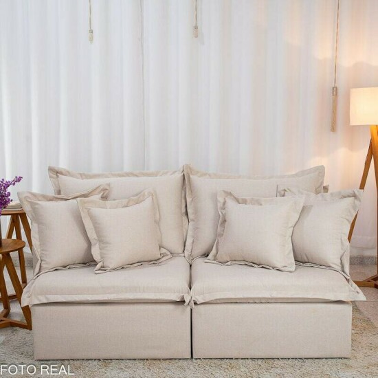 Sof� Retr�til Reclin�vel Lima 2.00m Linho Bege A57 - Sem Caixa