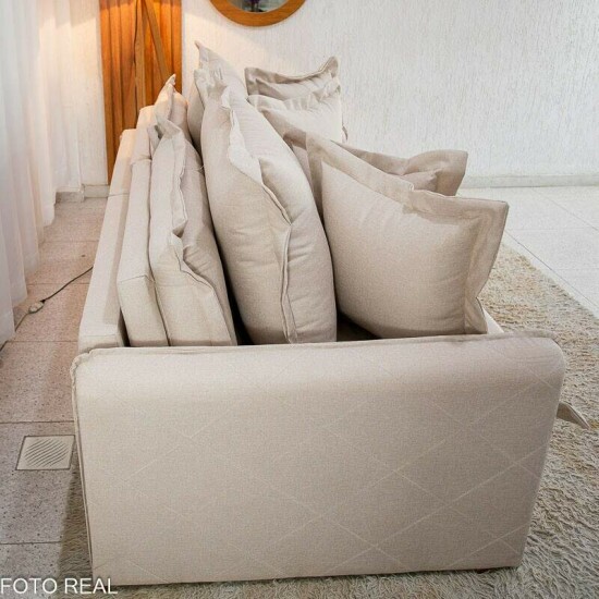 Sof� Retr�til Reclin�vel Lima 2.00m Linho Bege A57 - Sem Caixa