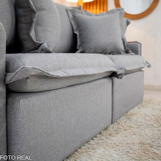 Sof� Retr�til Reclin�vel Lima 2.00m Linho Cinza A59 - Sem Caixa