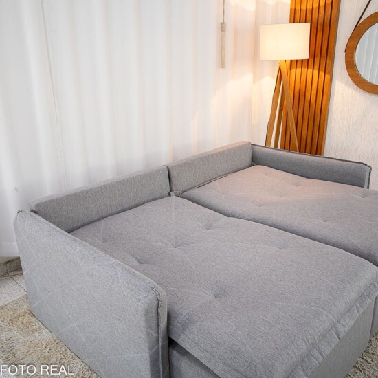 Sof� Retr�til Reclin�vel Lima 2.00m Linho Cinza A59 - Sem Caixa