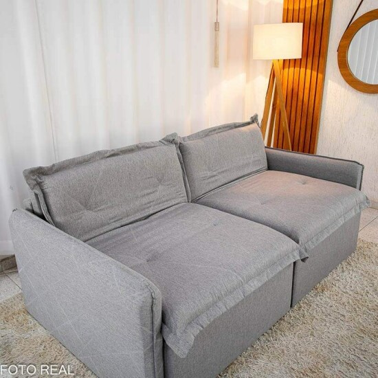 Sof� Retr�til Reclin�vel Lima 2.00m Linho Cinza A59 - Sem Caixa