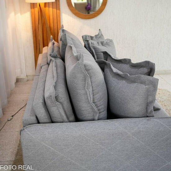 Sof� Retr�til Reclin�vel Lima 2.00m Linho Cinza A59 - Sem Caixa