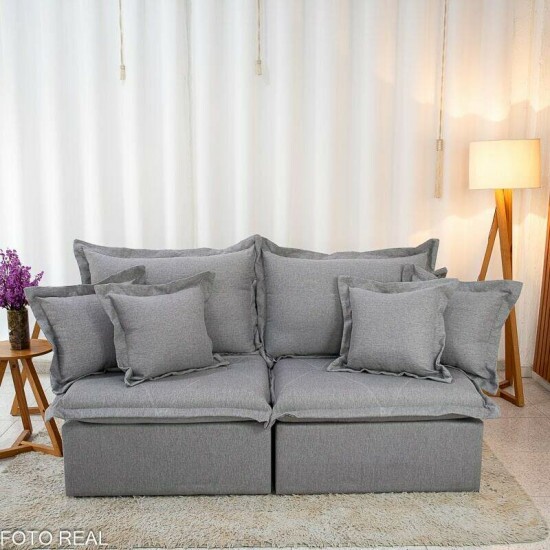 Sof� Retr�til Reclin�vel Lima 2.00m Linho Cinza A59 - Sem Caixa