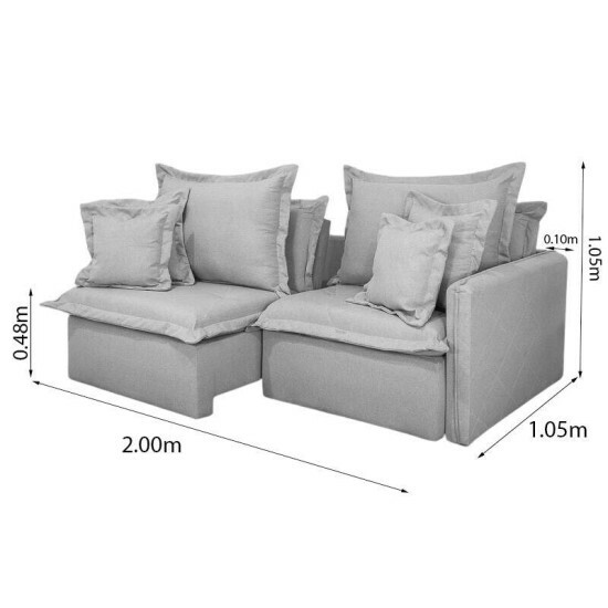 Sof� Retr�til Reclin�vel Lima 2.00m Linho Cinza A59 - Sem Caixa