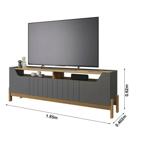 Rack Bancada Moema Para TV at 70 Polegadas 100% MDF Grafite/Nature Permbili