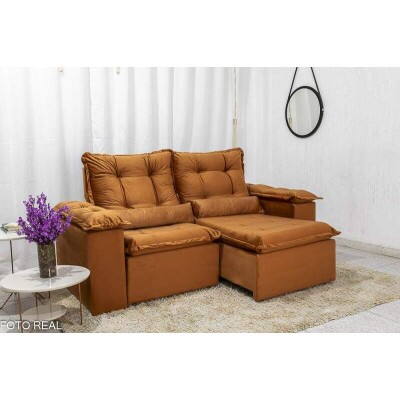 Sof Retrtil Reclinvel Grcia 2.00m Veludo Terracota - Sem Caixa