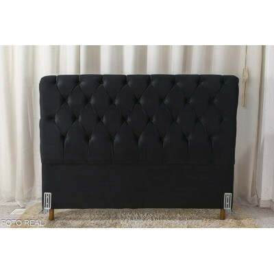 Cabeceira Queen Lavnia Sued Preto Larg. 1.60m