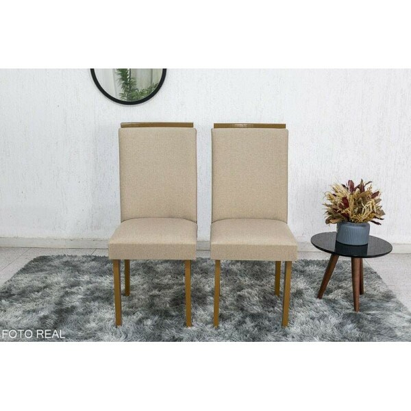 2 Cadeiras Lunara Linho Bege 07 Rufato