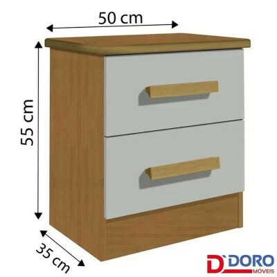Mesa de Cabeceira New Athos Cinamomo/Off 2 Gavetas Larg. 0.50m - D Doro