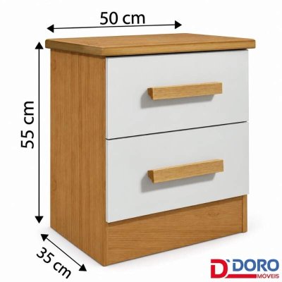 Mesa de Cabeceira New Athos Cinamomo/Off 2 Gavetas Larg. 0.50m - D Doro