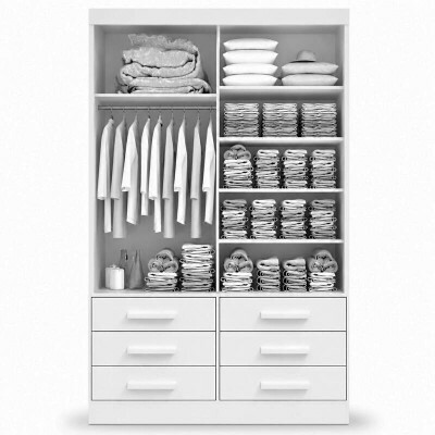 Roupeiro Solteiro Mer�dian Cinamomo 2 portas c/ 1 Espelho 6 Gavetas Larg. 1.35m - D Doro
