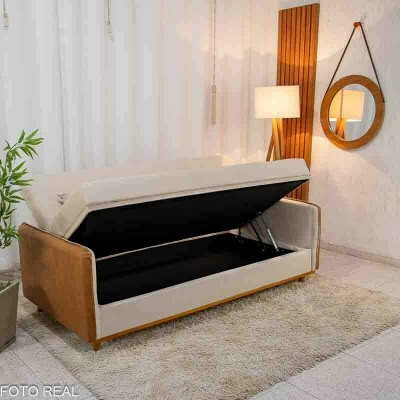 Sof� Cama Ipanema Ba� Linho Bege 2274 Larg. 2.05m