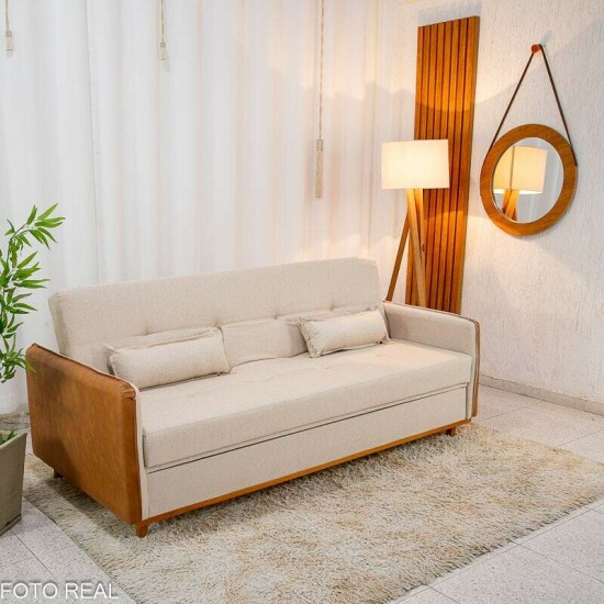 Sof� Cama Ipanema Ba� Linho Bege 2274 Larg. 2.05m