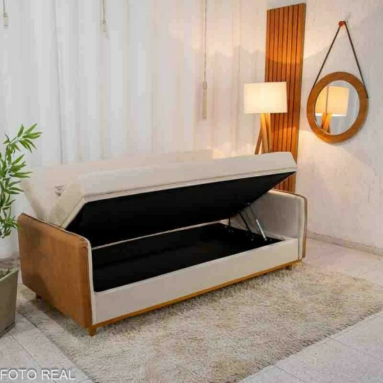 Sof� Cama Ipanema Ba� Linho Bege 2274 Larg. 2.05m