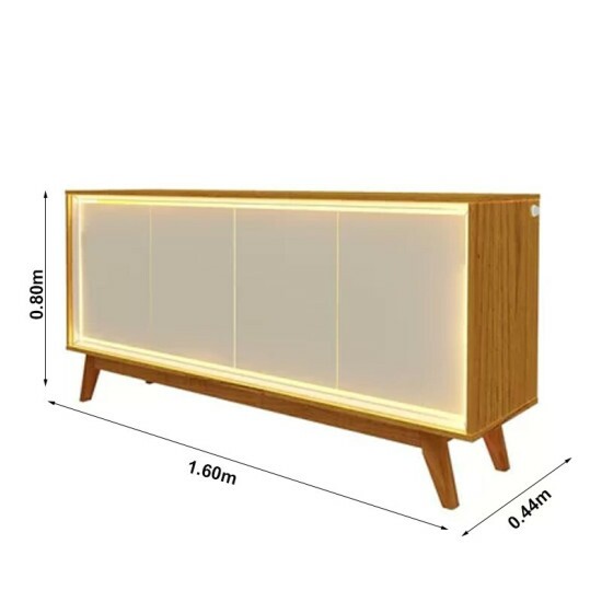 Buffet Requinte Naturale/Off com LED Larg. 1.60m - Gelius