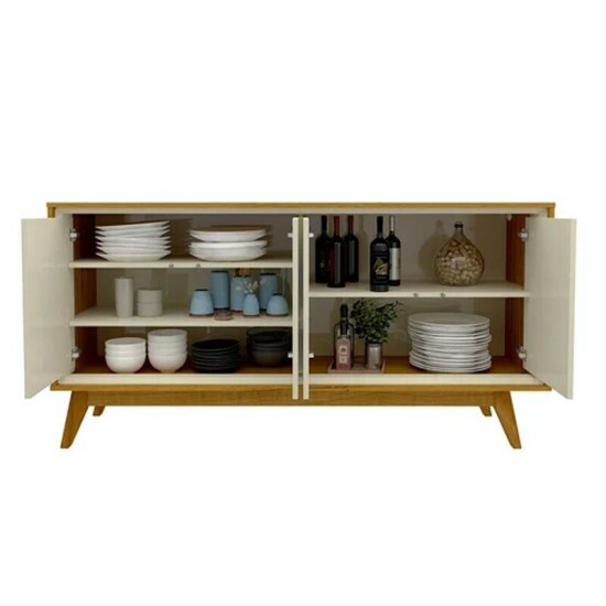 Buffet Requinte Naturale/Off com LED Larg. 1.60m - Gelius