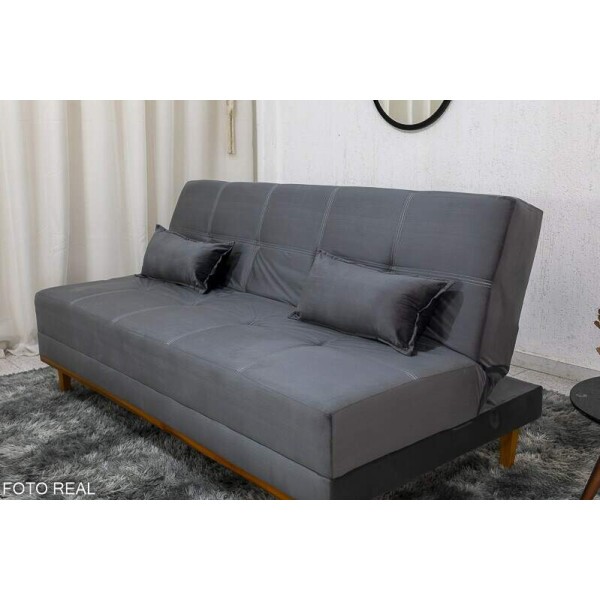 Sof Cama Madrid Veludo Cinza 2303 Larg. 1.80m - Molas Bonnel