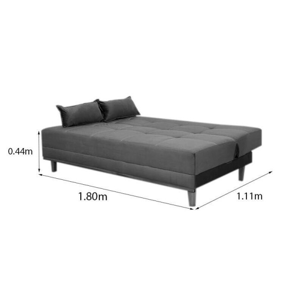 Sof Cama Madrid Veludo Cinza 2303 Larg. 1.80m - Molas Bonnel