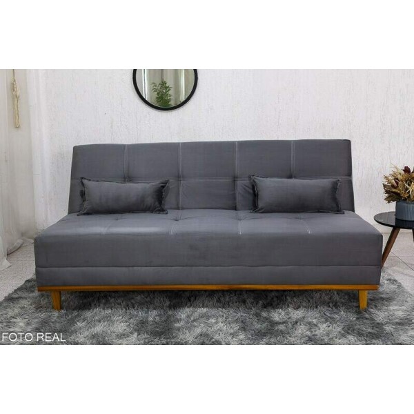 Sof Cama Madrid Veludo Cinza 2303 Larg. 1.80m - Molas Bonnel