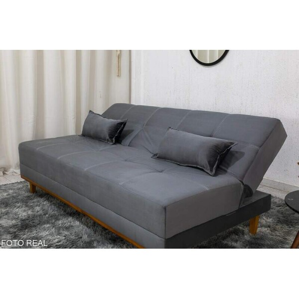Sof Cama Madrid Veludo Cinza 2303 Larg. 1.80m - Molas Bonnel